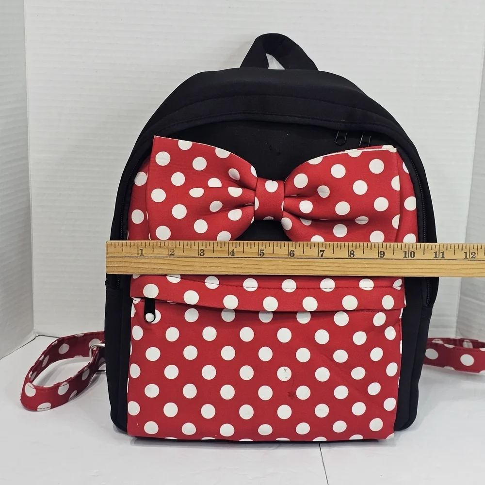 Disneyland Cute Minnie Mouse Medium Size Backpack Black/red  Collectible Rare